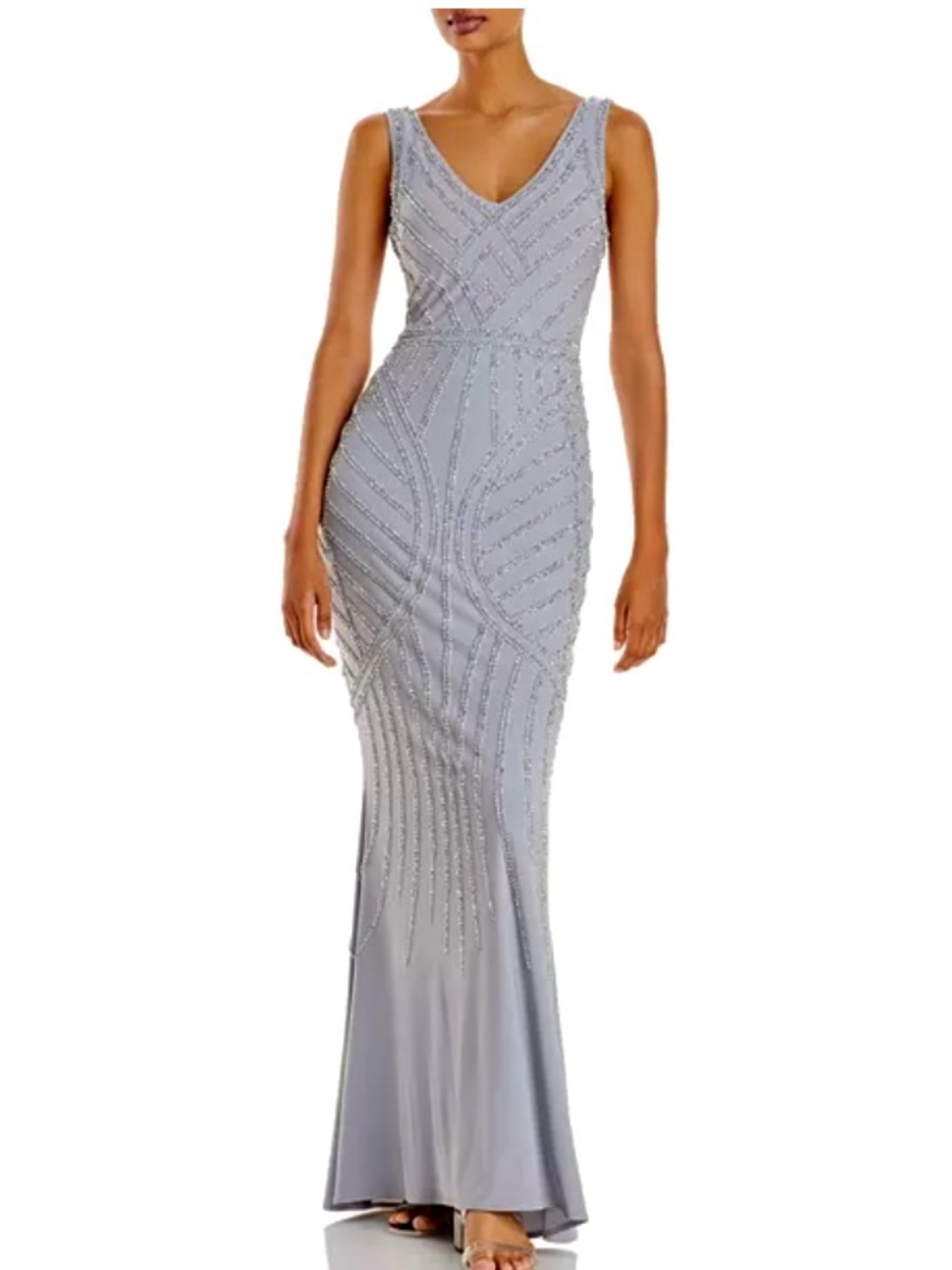 AQUA Embellished Long Column Gown